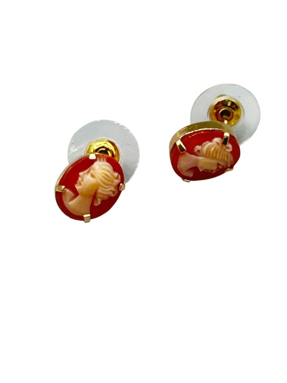 Vintage Tiny Cameo Earrings Pierced Carved Genuine Shell cameo Studs